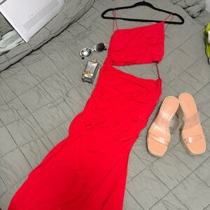 Zara One Shoulder Scarlet Dress